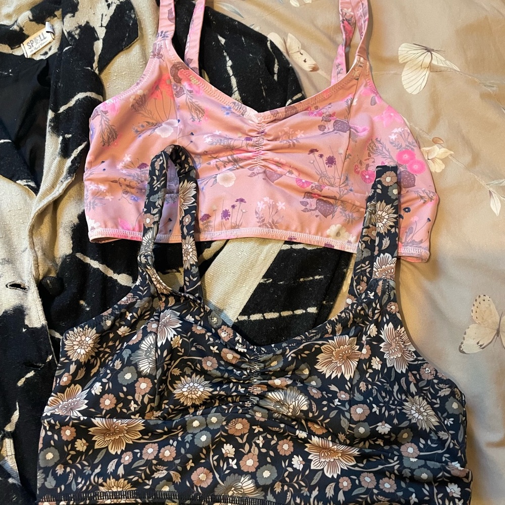 Spell Floral Bralette Duo - Pink & Black Floral